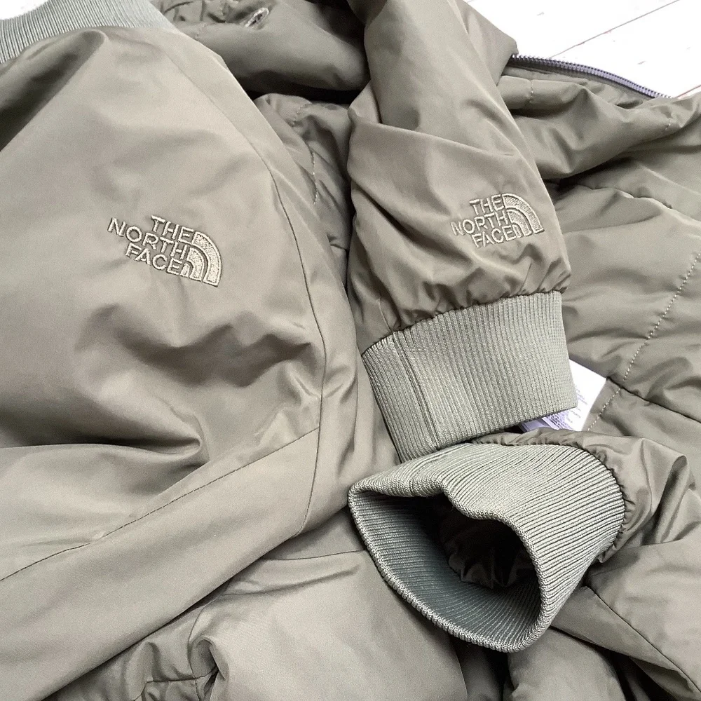 The North Face Puffer Bomber Jacket Insulated Olive Army Green M Medium - Picture 13 of 16